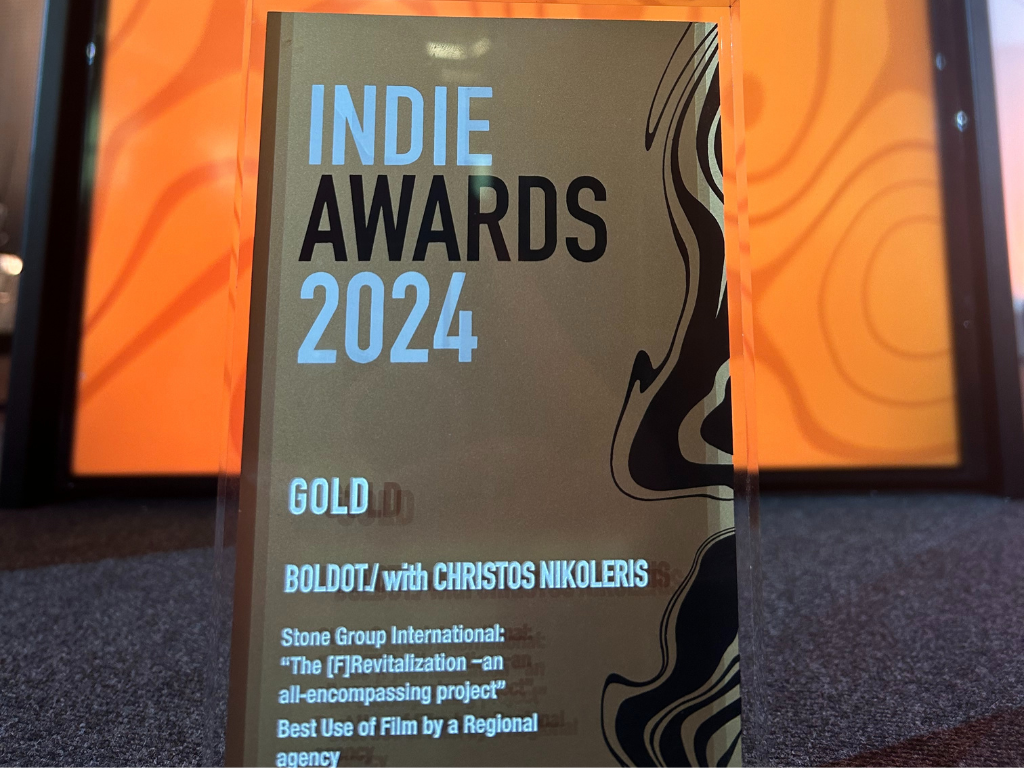 Image of the Gold Award for Best Use of Film by a Regional agency, given to Boldot B2B agency